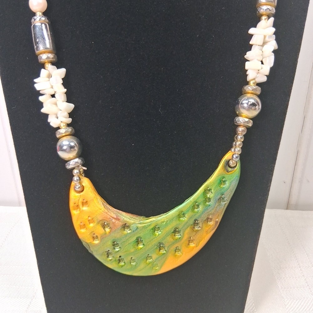 Artisan Green and Yellow Statement Necklace